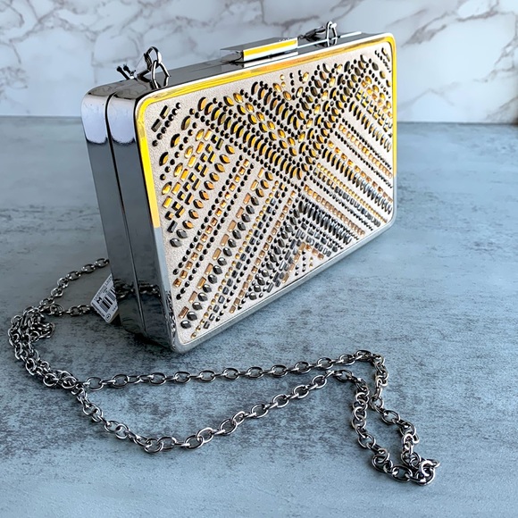 Parfois Evening Clutch Chain Art Deco New - Picture 3 of 9